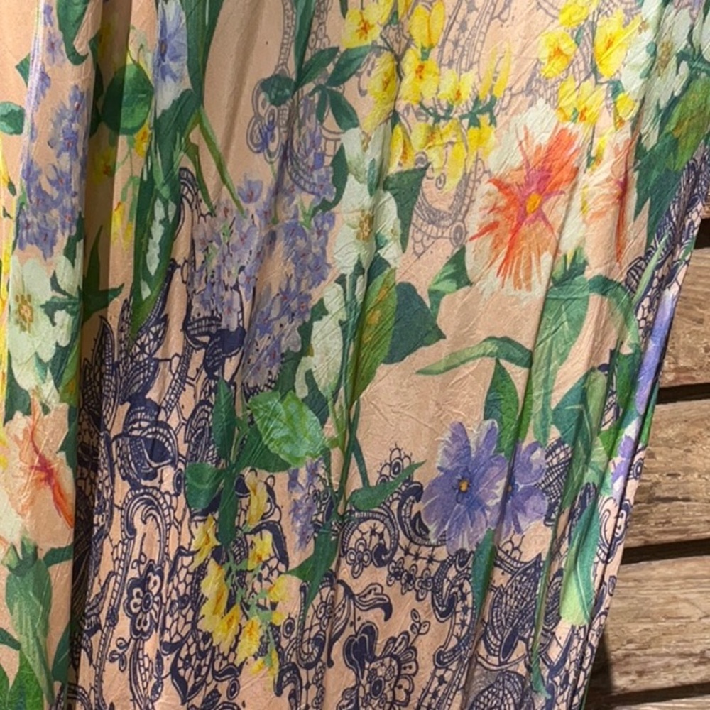 Johnny Was Floral Scoop-Neck Maxi Dress in Yellow, Green & Purple - Picture 4 of 5
